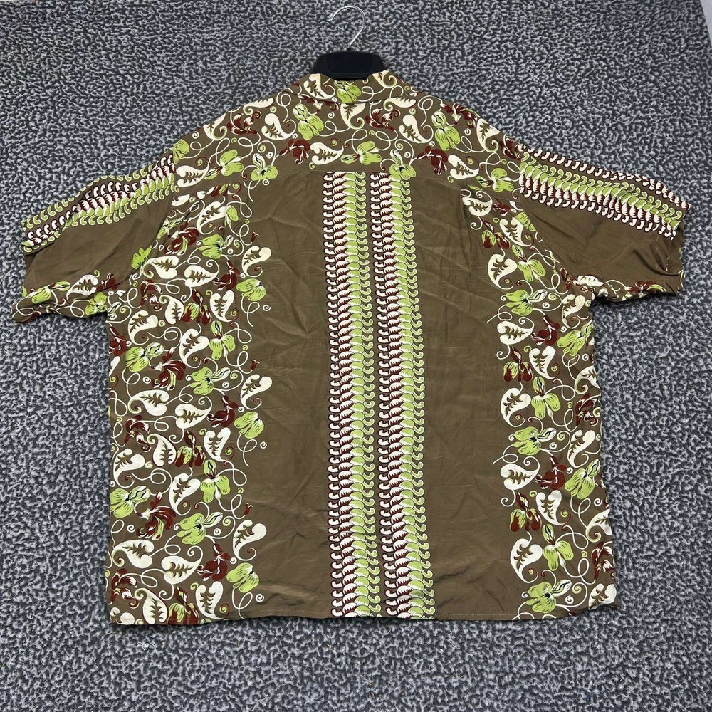 Vintage Jamaica Button Up Shirt Men XXL Brown Hawaiian Floral Short Sleeve - Picture 2 of 8